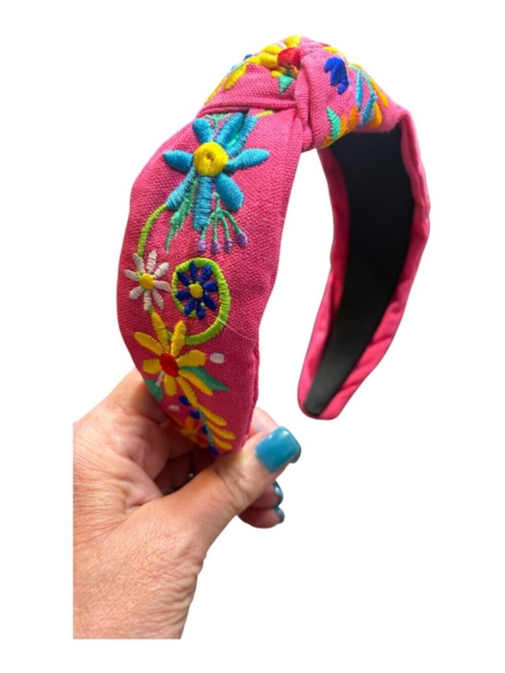 PINK & MULTI COLOR EMBROIDERED HEADBAND